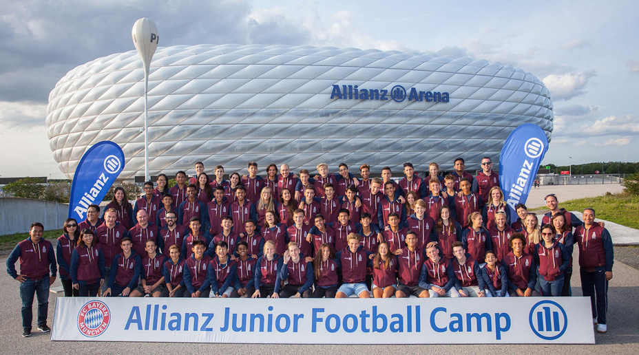 Allianz junior football camp in front of the allianz arena in munich