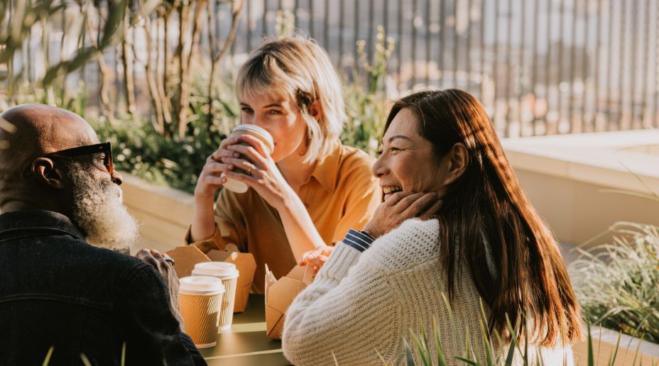 colleagues having alfresco lunch