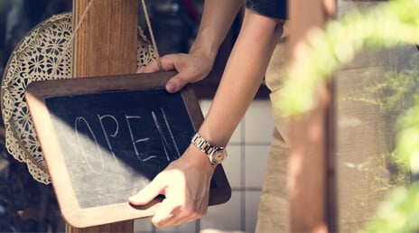 Open sign in a shop