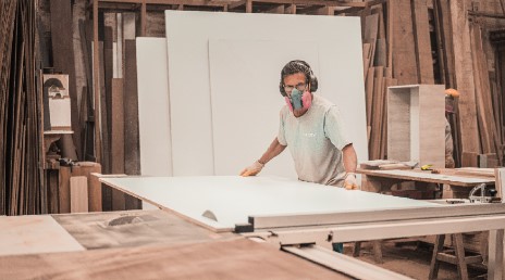 Man wearing PPE in workshop
