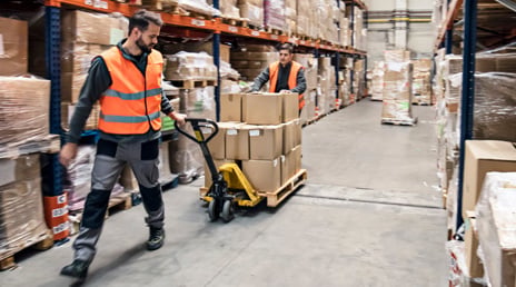 A worker in a warehouse