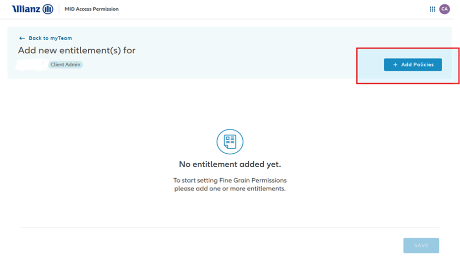 Screenshot from myAllianz of entering details of an individual