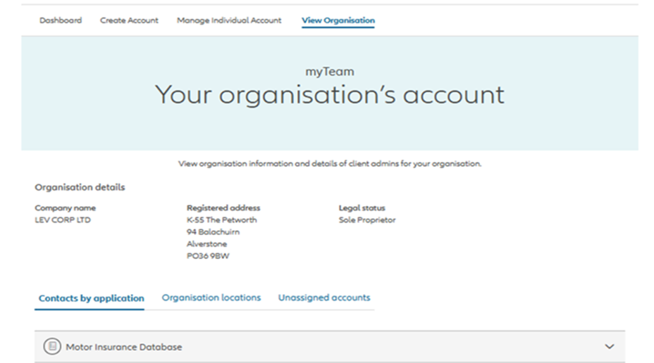 Screenshot from myAllianz of myTeam button