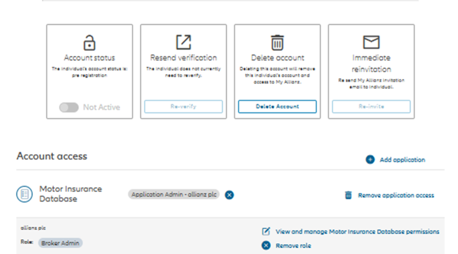 Screenshot  from myAllianz of editing individual details