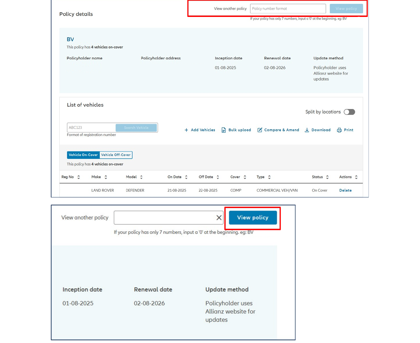 view another policy search