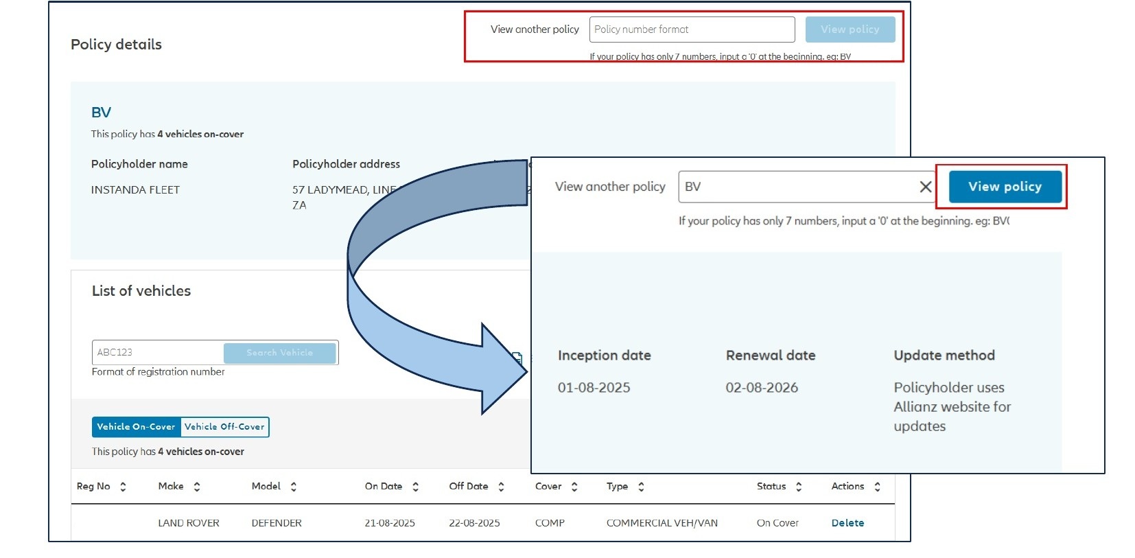 view another policy search