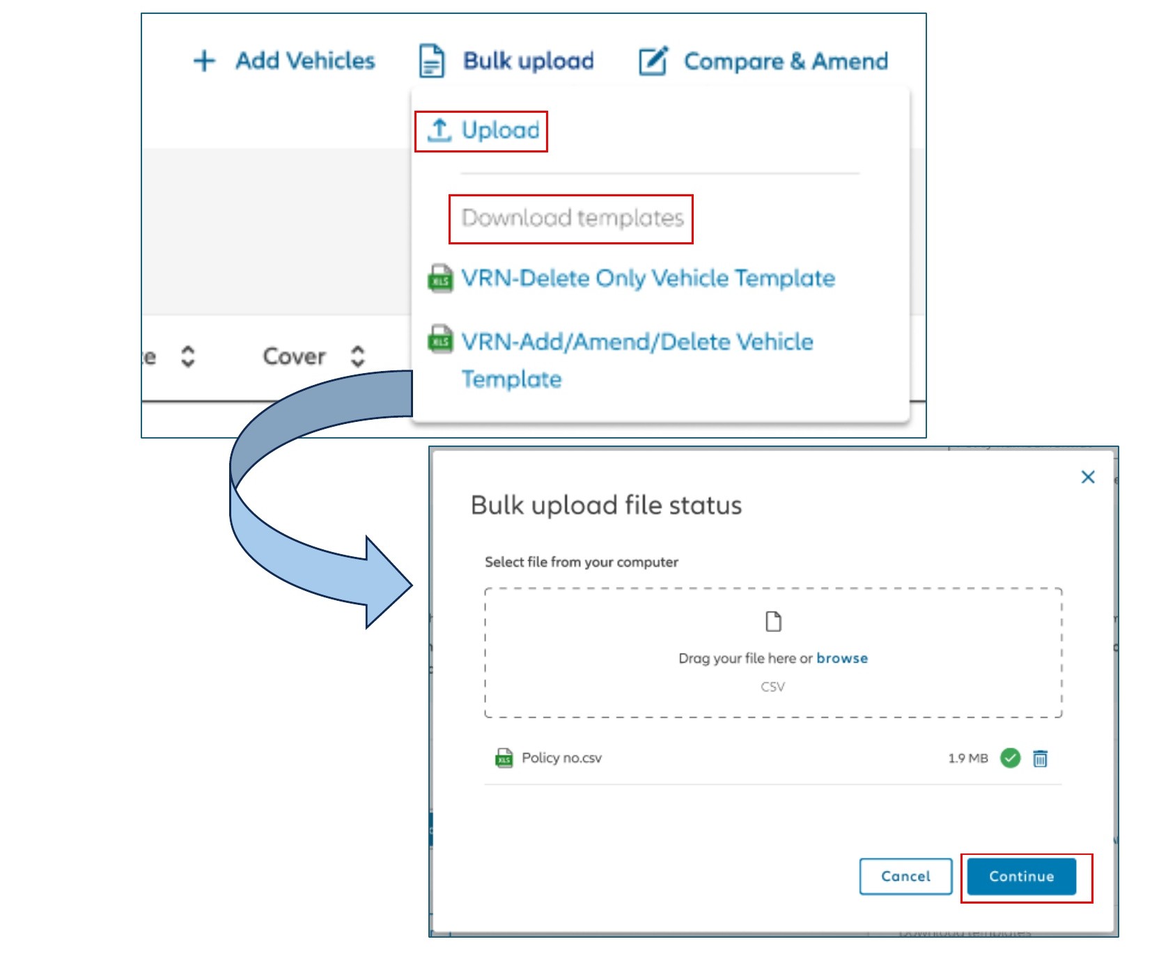upload and download templates