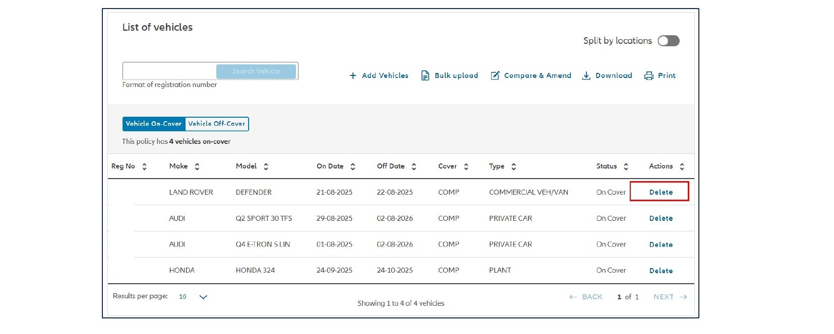 list of vehicles