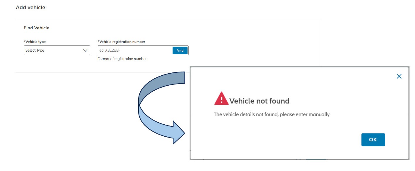 vehicle not found