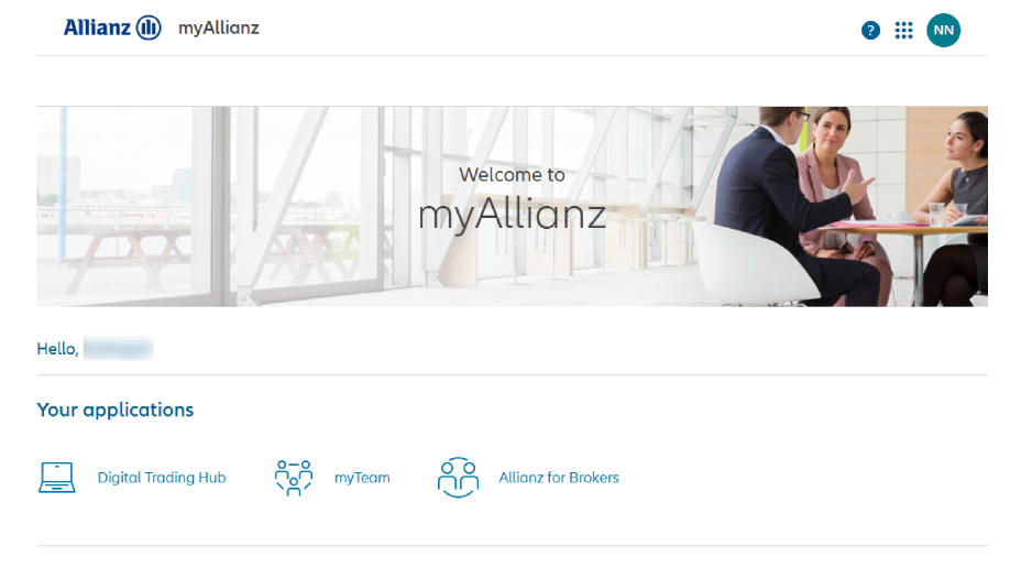 Screenshot from myAllianz of nine dots 