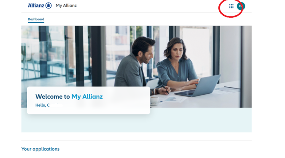 Screenshot from myAllianz of nine dots 