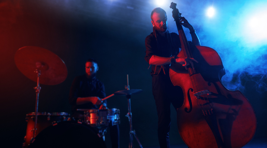 double bass player on stage
